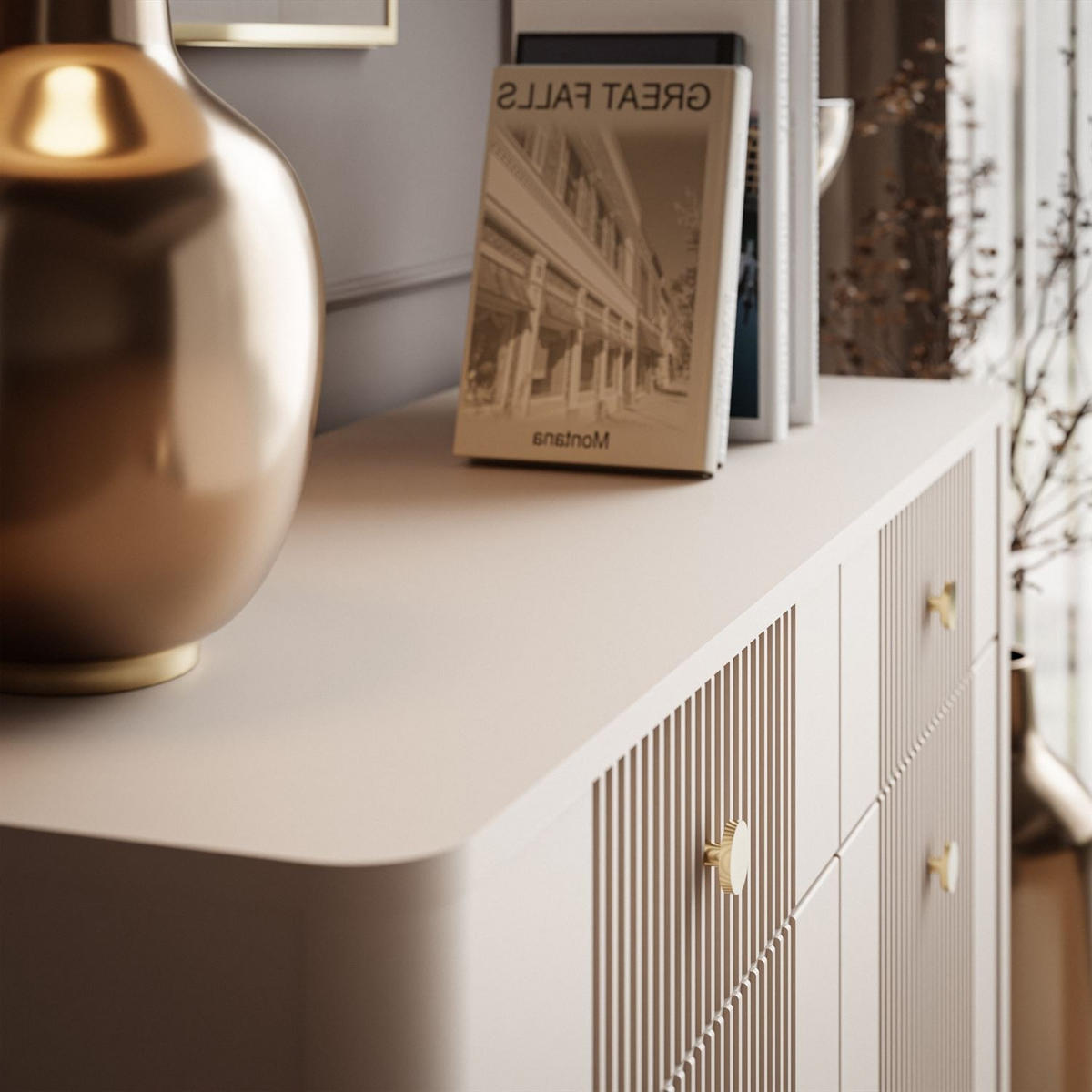 KOMMODE ELYSIA KASCHMIR 2D2S mit Schubladen und Goldenbeine - Kaschmir, Holzwerkstoff (115/89/39cm) - Lookway
