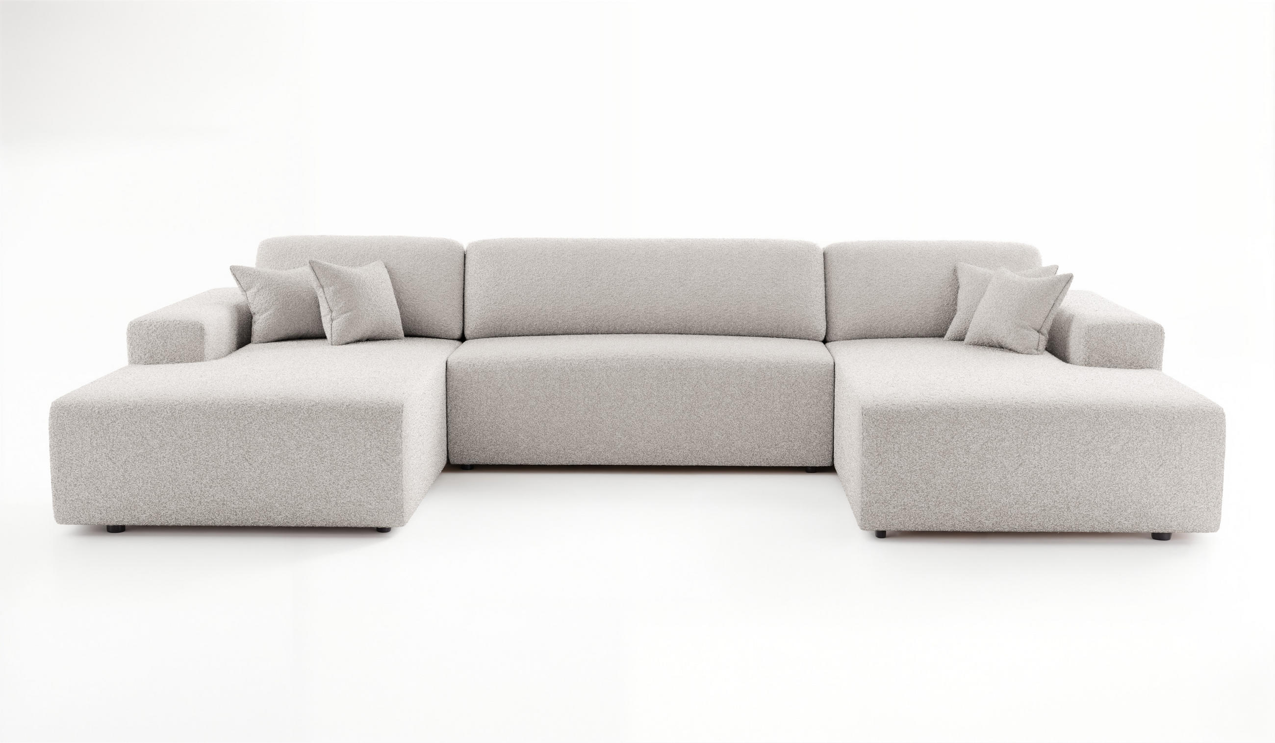 WOHNLANDSCHAFT PULA-U BOUCLE mit Schlaffunktion & Stauraum Grau - Grau, Textil (364/84/187cm) - Luxkor24