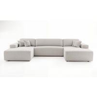 WOHNLANDSCHAFT PULA-U BOUCLE mit Schlaffunktion & Stauraum Grau - Grau, Textil (364/84/187cm) - Luxkor24