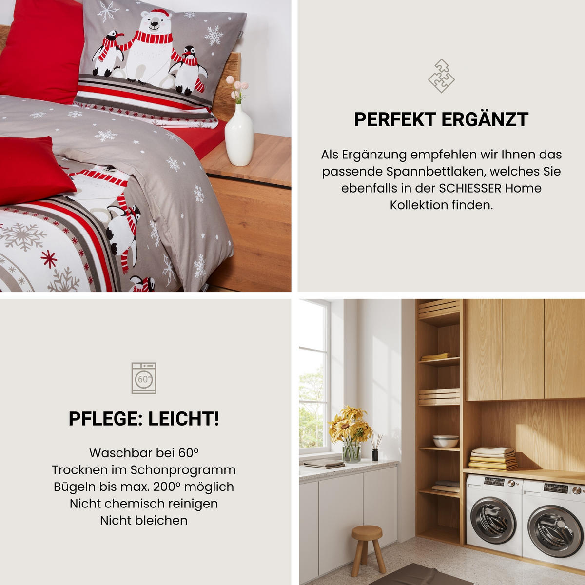 BETTWÄSCHESET Dida - Feinbiber - 2-teilig - 155 x 220 cm - Grau - Grau, Textil (155/220cm) - SCHIESSER