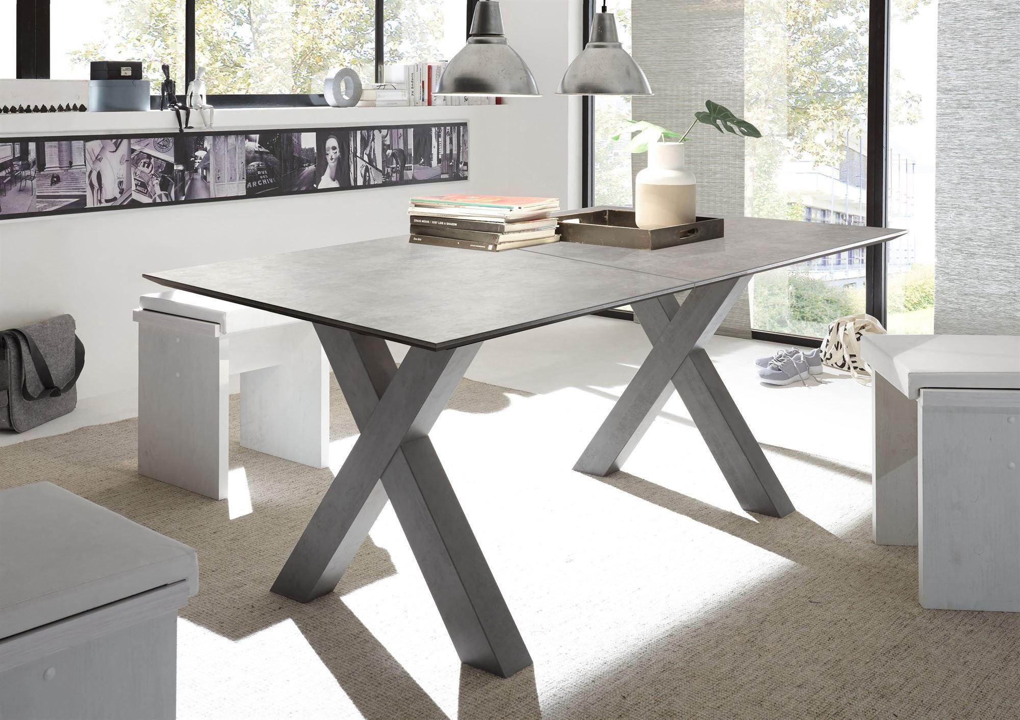 ESSTISCH ausziehbar Eike 5 160 x 90 x 75 Esszimmertisch Graphit/Keramik Hell - Hellgrau, Holz (160/90/75cm) - 58aufmkessel