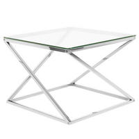 COUCHTISCH Glas Silber quadratisch 60/60 cm Beverly - Transparent/Silberfarben, Glas (60/60/45cm) - Beliani