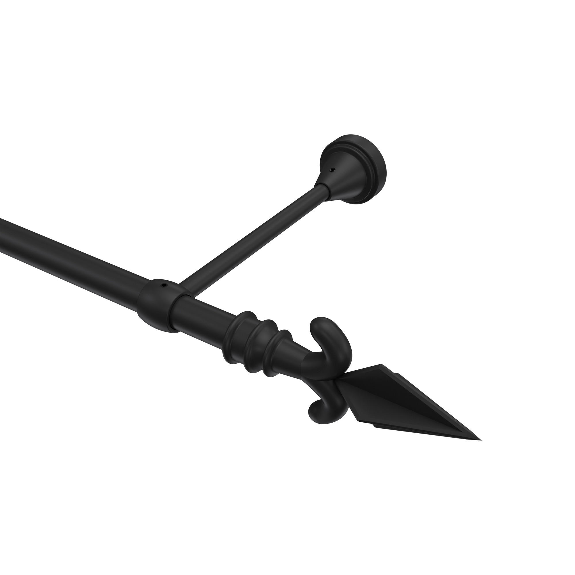 GARDINENSTANGE Primus Matteo 400 cm (geteilt in 2 x 200 cm), 1-läufig (ohne Ringe), 16 mm Ø Schwarz - Schwarz, Metall (400cm) - INTERDECO