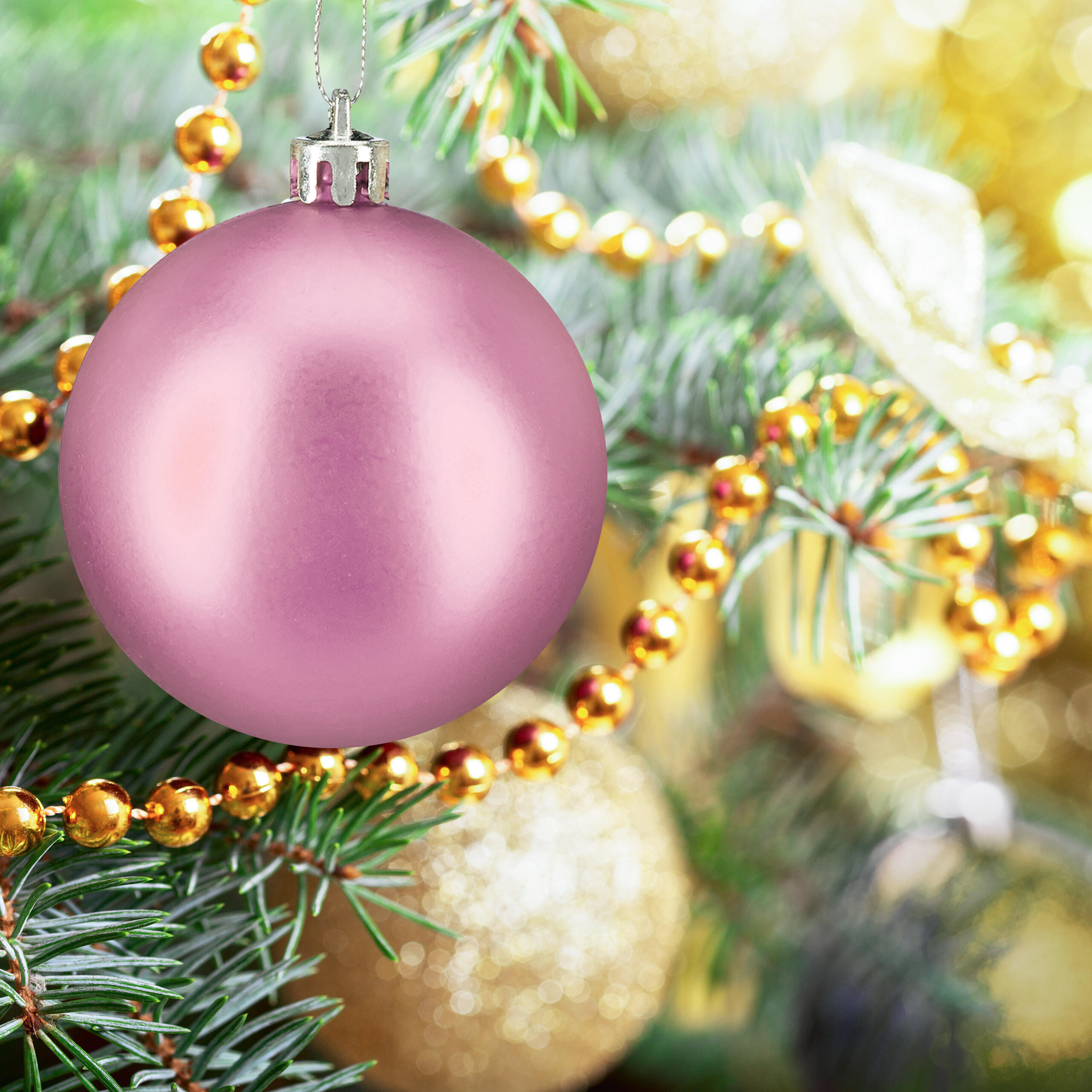 100XWEIHNACHTSKUGELN - Rosa, Kunststoff (6/7/6cm) - Relaxdays