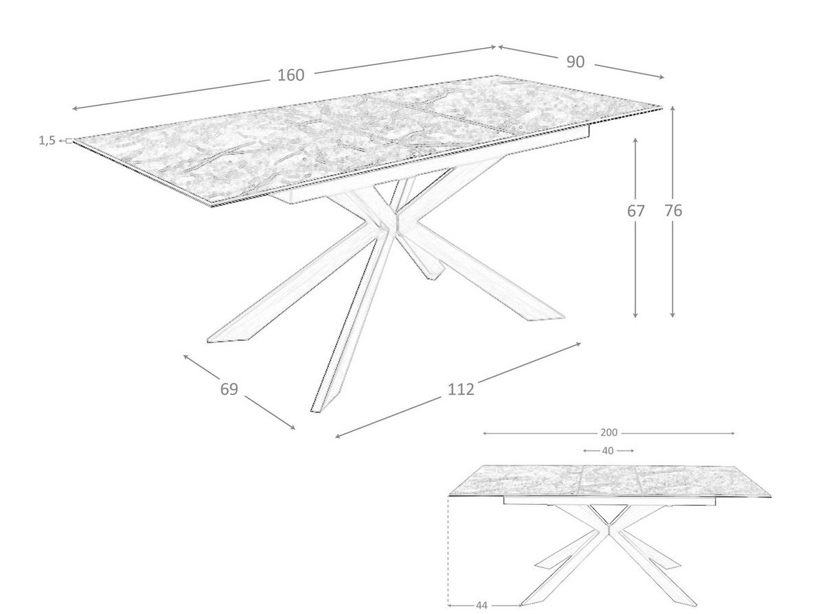 ESSTISCH Rechteckig Braun Walnuss 160/90/76 cm - Walnussfarben/Braun, Stein (90/160/76cm) - ANGEL CERDA