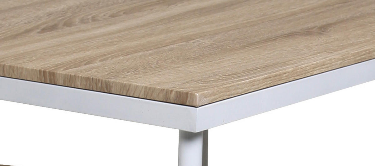 ESSGRUPPE Kölle 3-teilig, Gestell Weiss + Eichedekor, Tisch 80x60cm - Weiß, Holz - TPFGarden