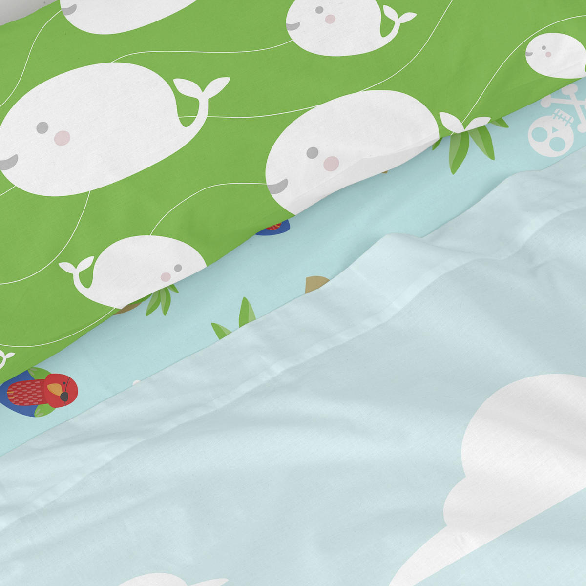 BETTWÄSCHE 2er-Set teiliges pirata 180x270 cm mehrfarbig - Multicolor, Textil (180/270cm) - Happy Friday