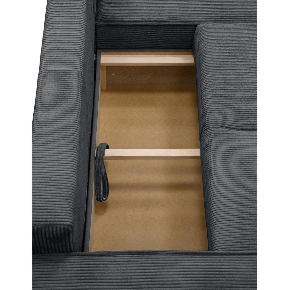 ECKSCHLAFSOFA Primo L grau - Schwarz/Grau, Textil (290/185cm) - Beautysofa