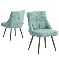 ESSZIMMERSTUHL ALESSIA 2er-Set - Türkis/Schwarz, Textil/Metall (49/83/62cm) - DUBI Möbel