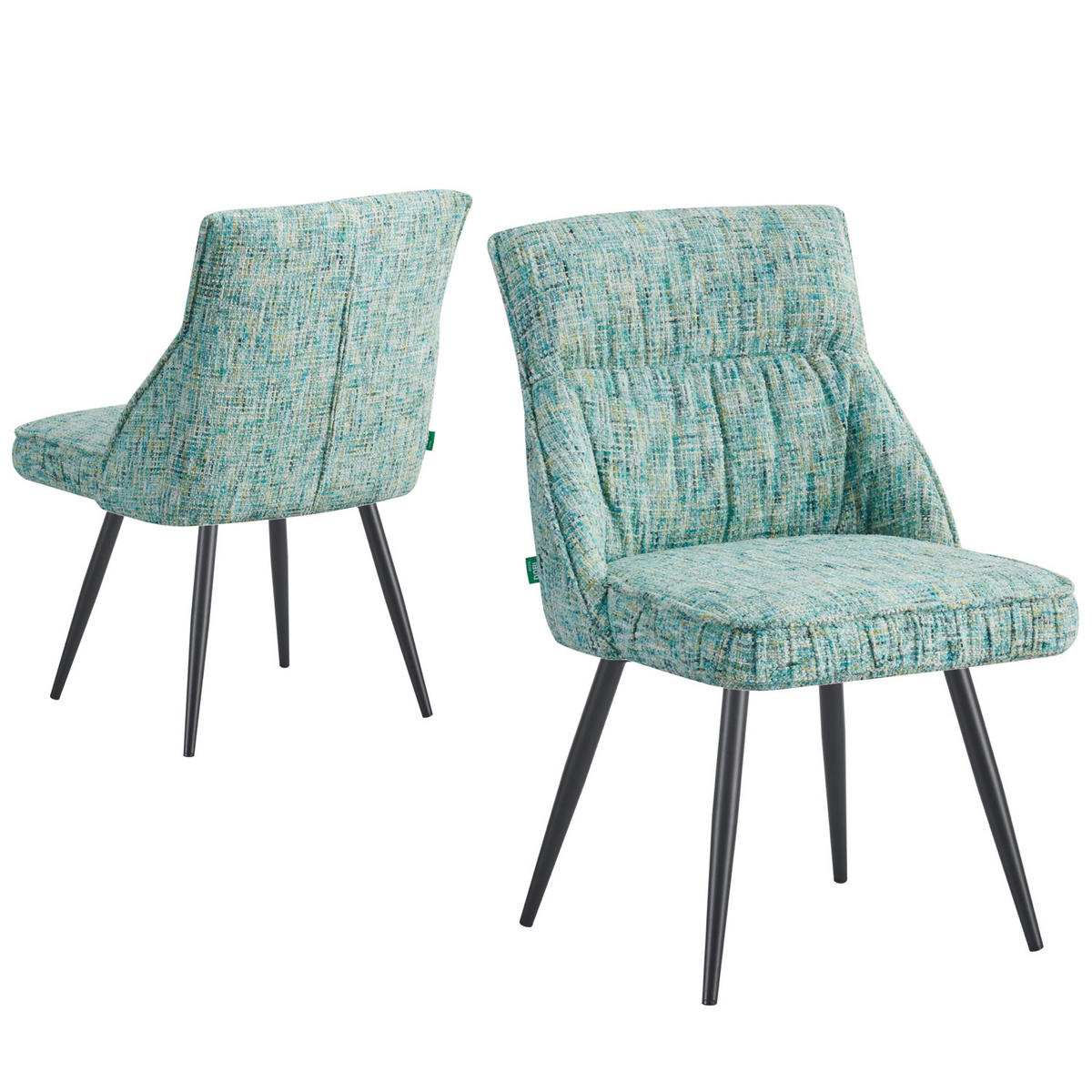 ESSZIMMERSTUHL ALESSIA 2er-Set - Türkis/Schwarz, Textil/Metall (49/83/62cm) - DUBI Möbel