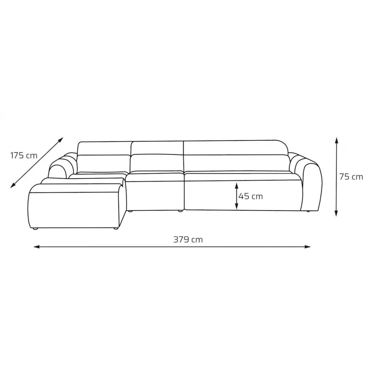 5-SITZER modulares Ecksofa VEER SET 2 Links, 379 x 175 cm, Chenille Webstoff Beige - Beige/Schwarz, Holz/Kunststoff (379/175cm) - Muffo