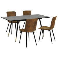 ESSTISCH SET mit ausziehbarem Tisch und 4 bequemen Stühlen - Schwarz/Braun, Holzwerkstoff/Metall (80/75/160cm) - Urban Meuble