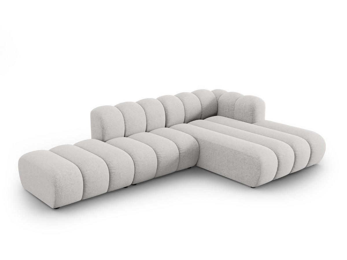 ECKSOFA modular rechts Lupine aus Chenille-Stoff hellgrau 5 Sitzplätze - Hellgrau, Textil (177/299cm) - Micadoni
