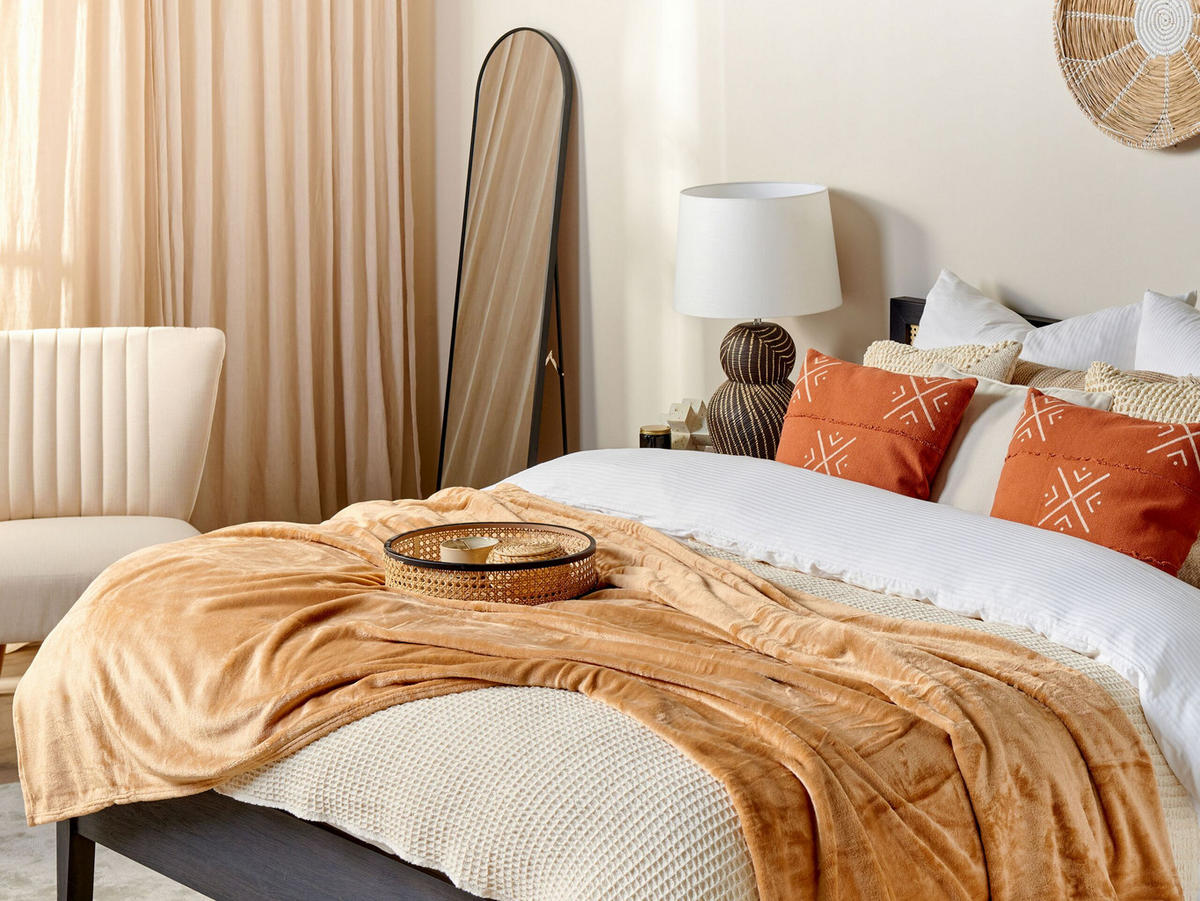 DECKE Sandbeige Bayburt 200/220 cm - Beige, Textil (200/220cm) - Beliani