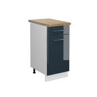 KÜCHENUNTERSCHRANK Fame-Line Dunkelblau Hochglanz 40 cm, AP Eiche - Weiß/Dunkelblau, Holzwerkstoff (40/82/60cm) - Vicco