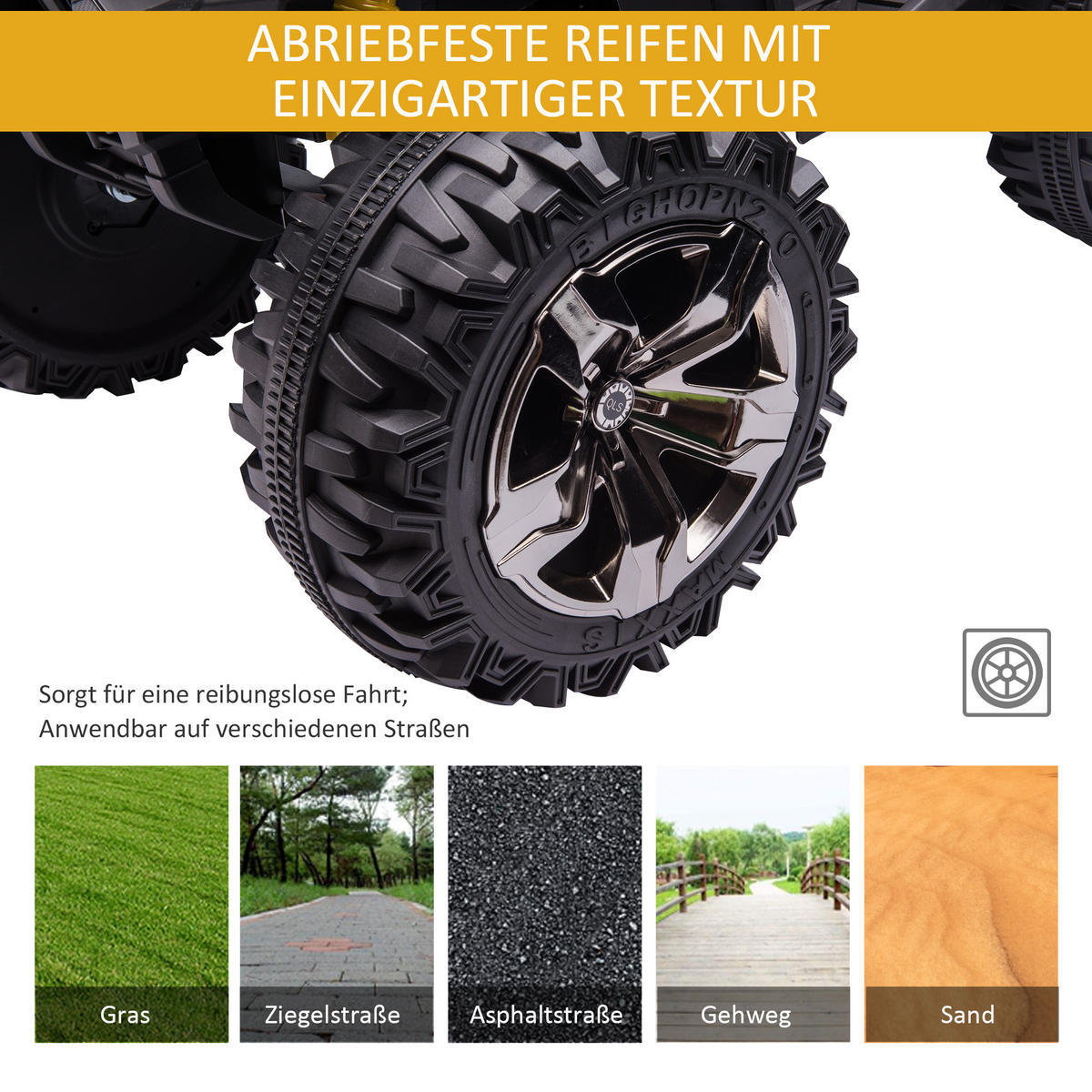 MINI ELEKTRO-QUAD KINDER, Rot/Gelb, Eisen+ Kunststoff - Gelb, Metall (100/65/73cm) - HOMCOM
