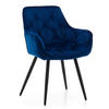STUHL SIENA gepolstert mit Steppung - marineblau schwarze Beine - Samt Velours - Schwarz/Dunkelblau, Textil/Metall (58/87/61cm) - NEW HOME