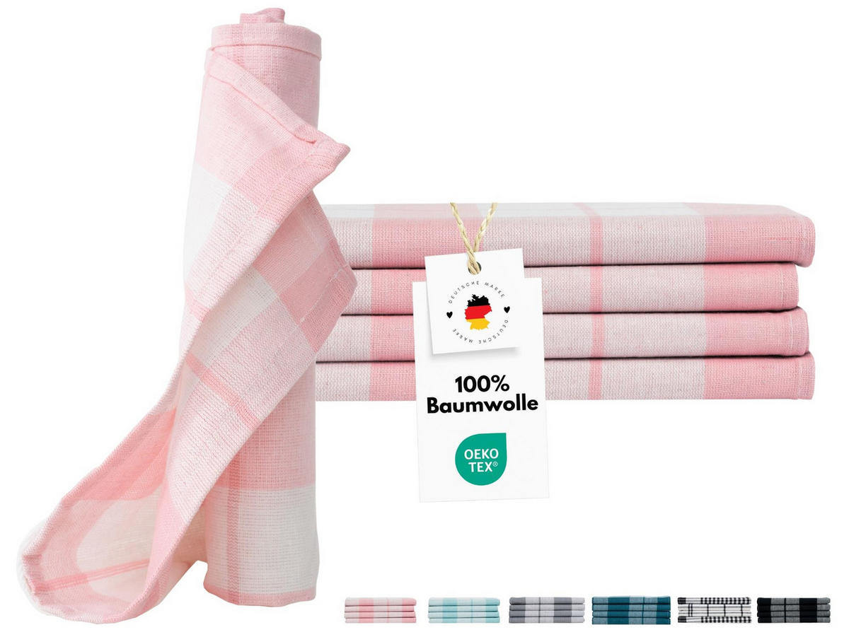 GESCHIRRTÜCHER 50x70 cm im 12er Set aus 100% Baumwolle, Küchentücher Rosa - Rosa, Textil (50/70cm) - Carpe Sonno