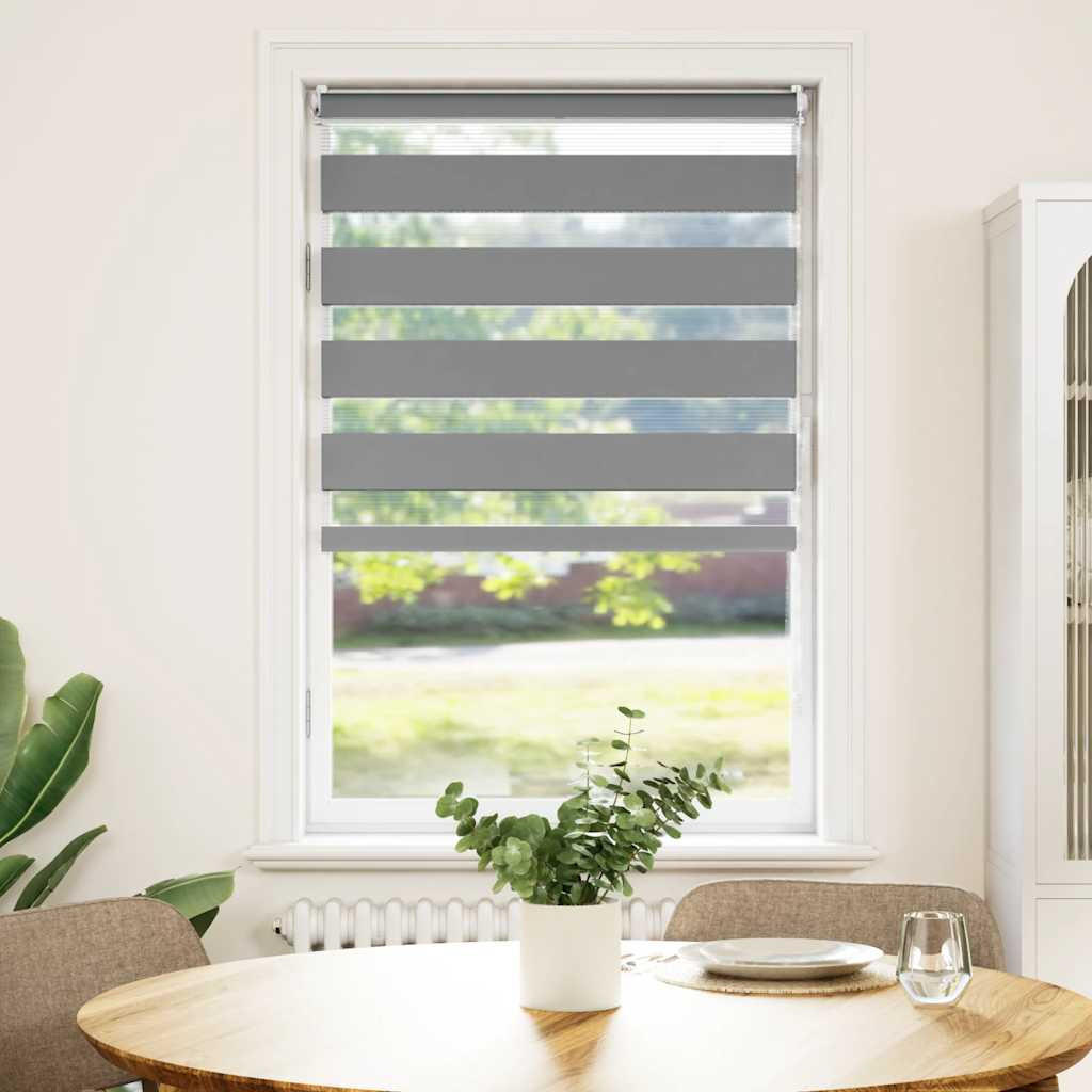 DOPPELROLLO 70,9/120 cm Stoffbreite 66,7 cm aus Polyester Grau - Grau, Textil (70/120cm) - vidaXL