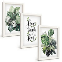 BILDER SET 3er Set - 20x30 cm Weißer Rahmen - Blattpflanzen leben, lachen, lieben - Weiß, Kunststoff (20/30cm) - TULUP