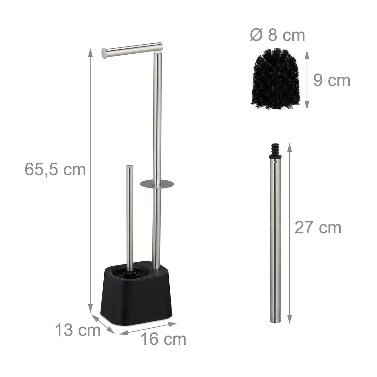 WC-GARNITUR - Schwarz, Kunststoff/Metall (13/65.5/16cm) - Relaxdays