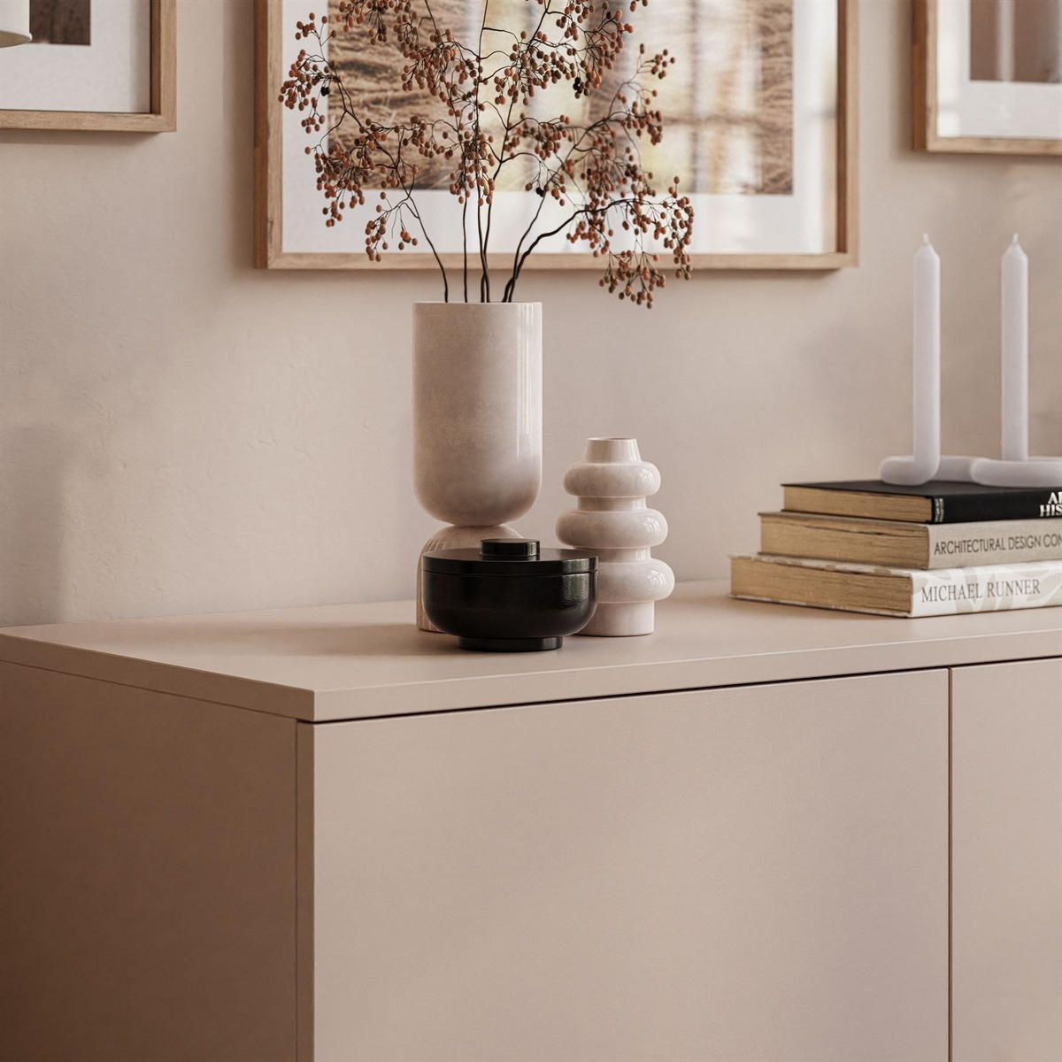 KOMMODE Zweitürige HARMONY Macchiato - Cappuccino, Holzwerkstoff (100/85/42cm) - Lookway
