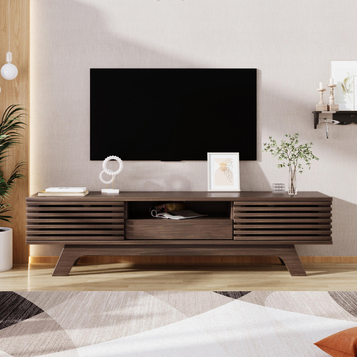 TV-ELEMENT 150/35/44 cm Vintage Holzoptik mit Schublade und 2 Türen - Nussbaumfarben, Holzwerkstoff (35/44/150cm) - Korfee
