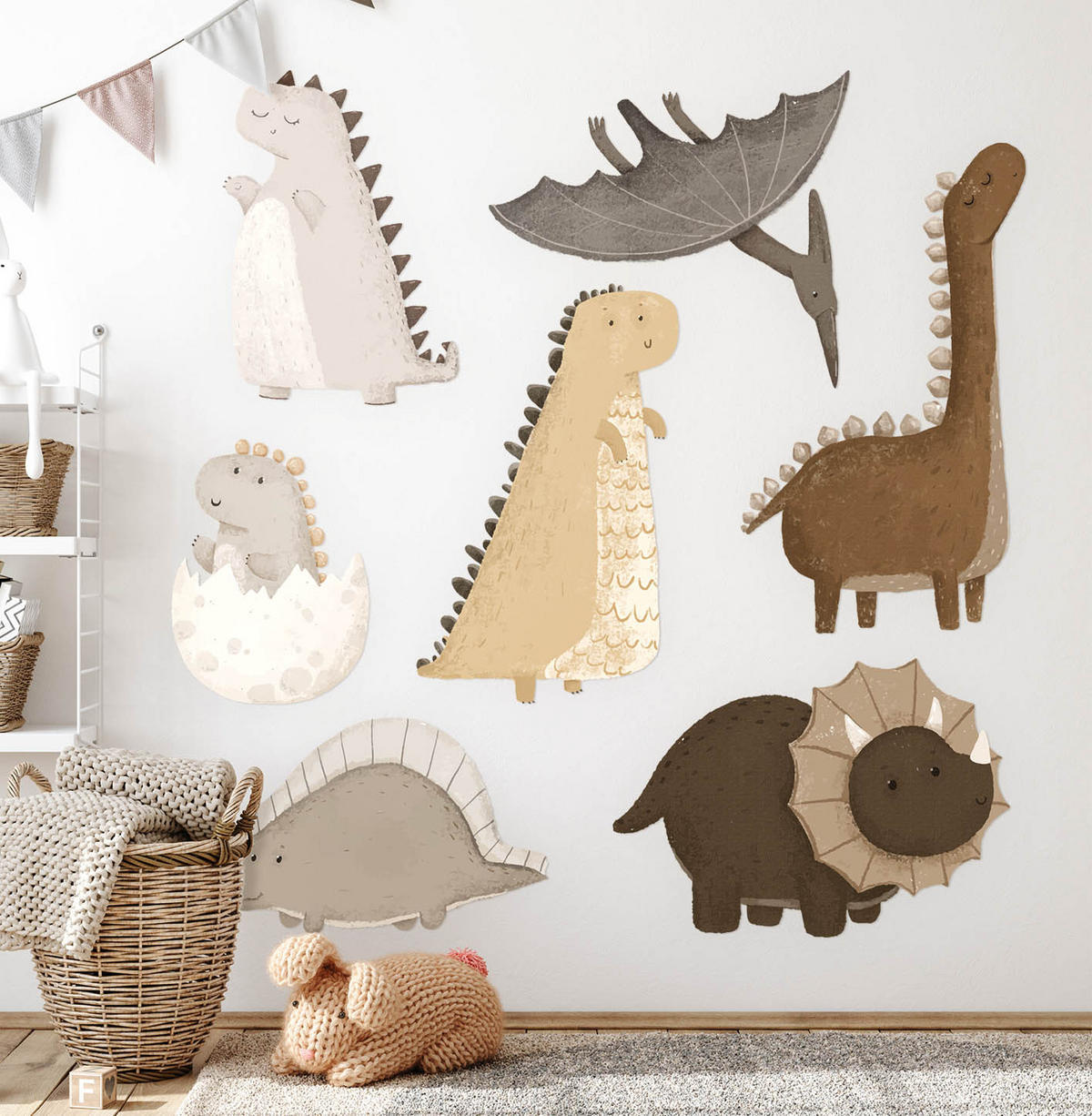 AUFKLEBER 60x91 cm Pastell-Dinosaurier - Braun, Kunststoff (60/91/0.1cm) - TULUP