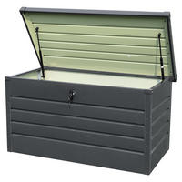 GARTENBOX Auflagenbox Kissenbox mit Schloss für Werkzeuge aus Metall in Schwarz in AußenGarten abschließbar 120 x 61 x 63 cm 20 kg - Schwarz, Metall (120/63/61cm) - Livingandhome
