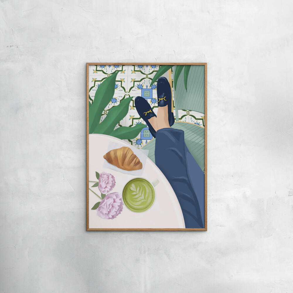 POSTER mit Rahmen Petra Lizde - Cafe - Eichefarben/Naturfarben, Holz/Papier (30/40cm) - Poster&Frame