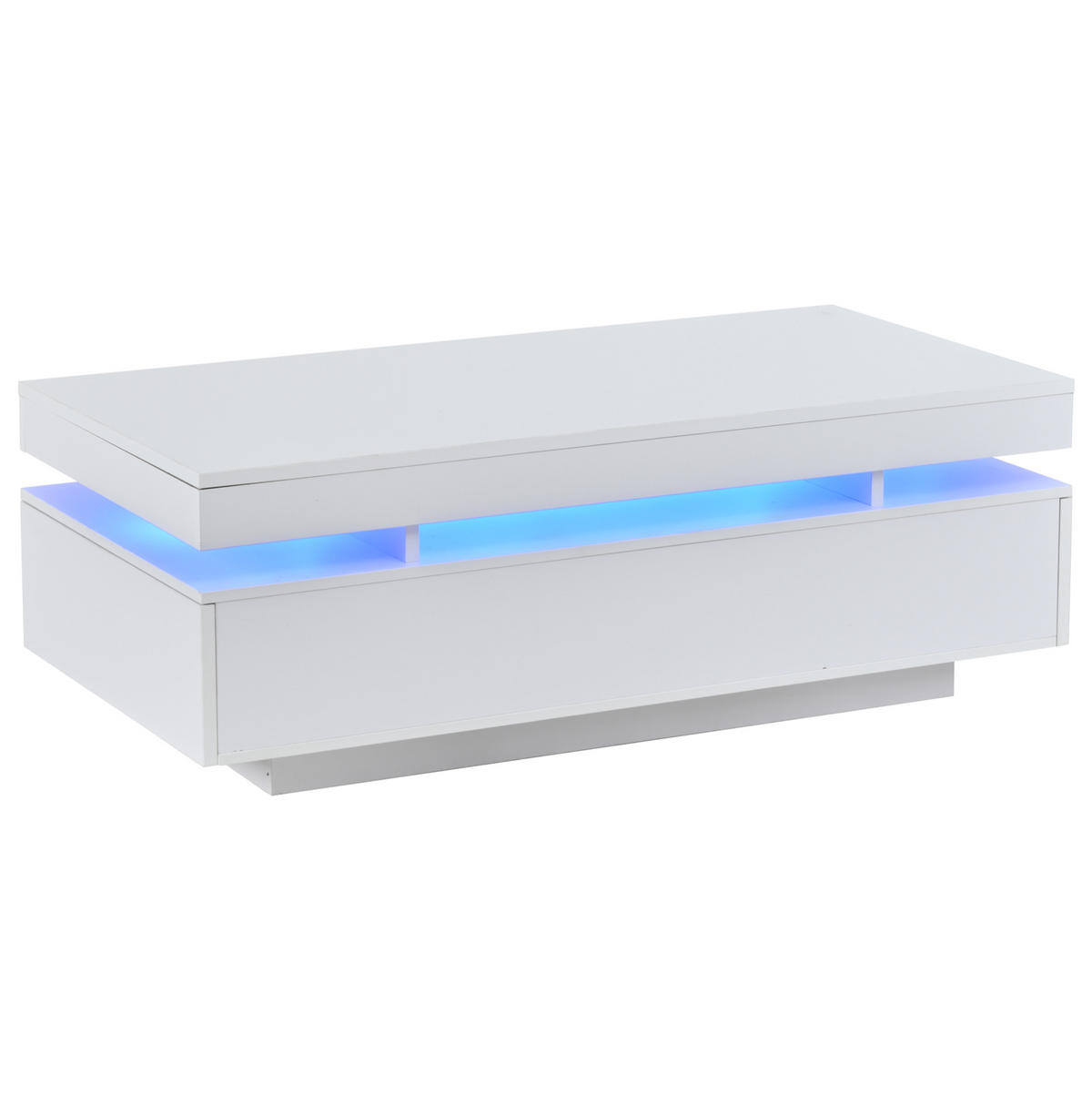 KLUB stolić 100/50/35 cm bijeli od iverice s 2 ladice i LED rasvjetom - bijela, drvni materijal (100/50/35cm) - OKWISH