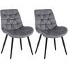 STUHL 2er Set Samt Dunkelgrau - Dunkelgrau/Schwarz, Textil/Metall (56/85/63cm) - CLP