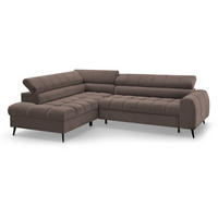 ECKSCHLAFSOFA Vinni Braun, Chenille-Stoff, links - Braun, Textil (265/205cm) - Beautysofa