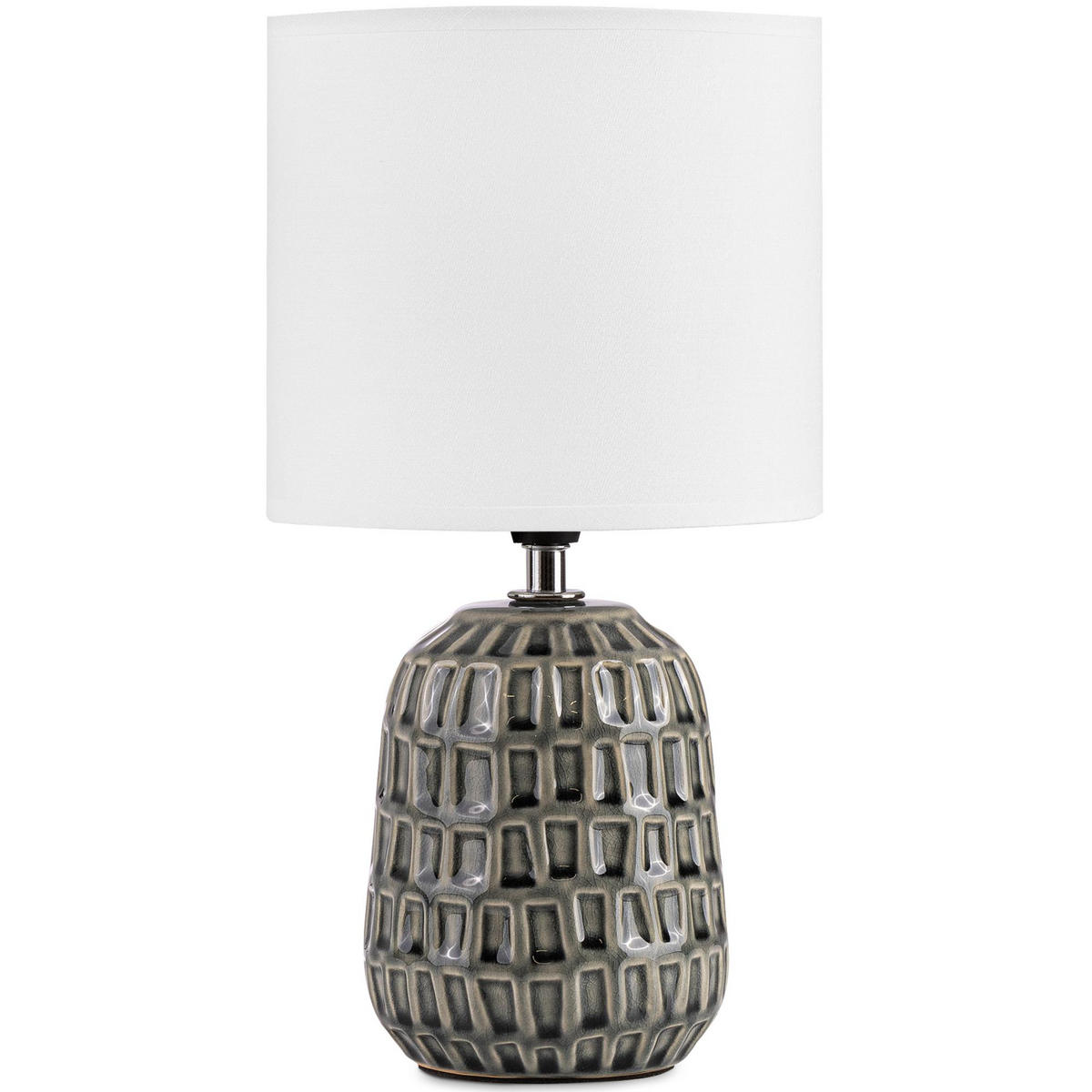 TISCHLAMPE STANDI 2-er Set, Grau - Grau, Keramik/Textil (17/17/32cm) - KONSIMO®