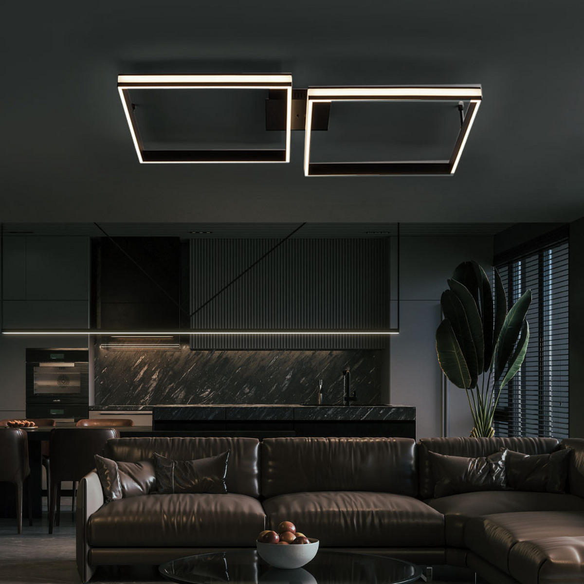 LED DECKENLEUCHTE Metall Schwarz - Schwarz, Metall (104.8/80/13.5cm)