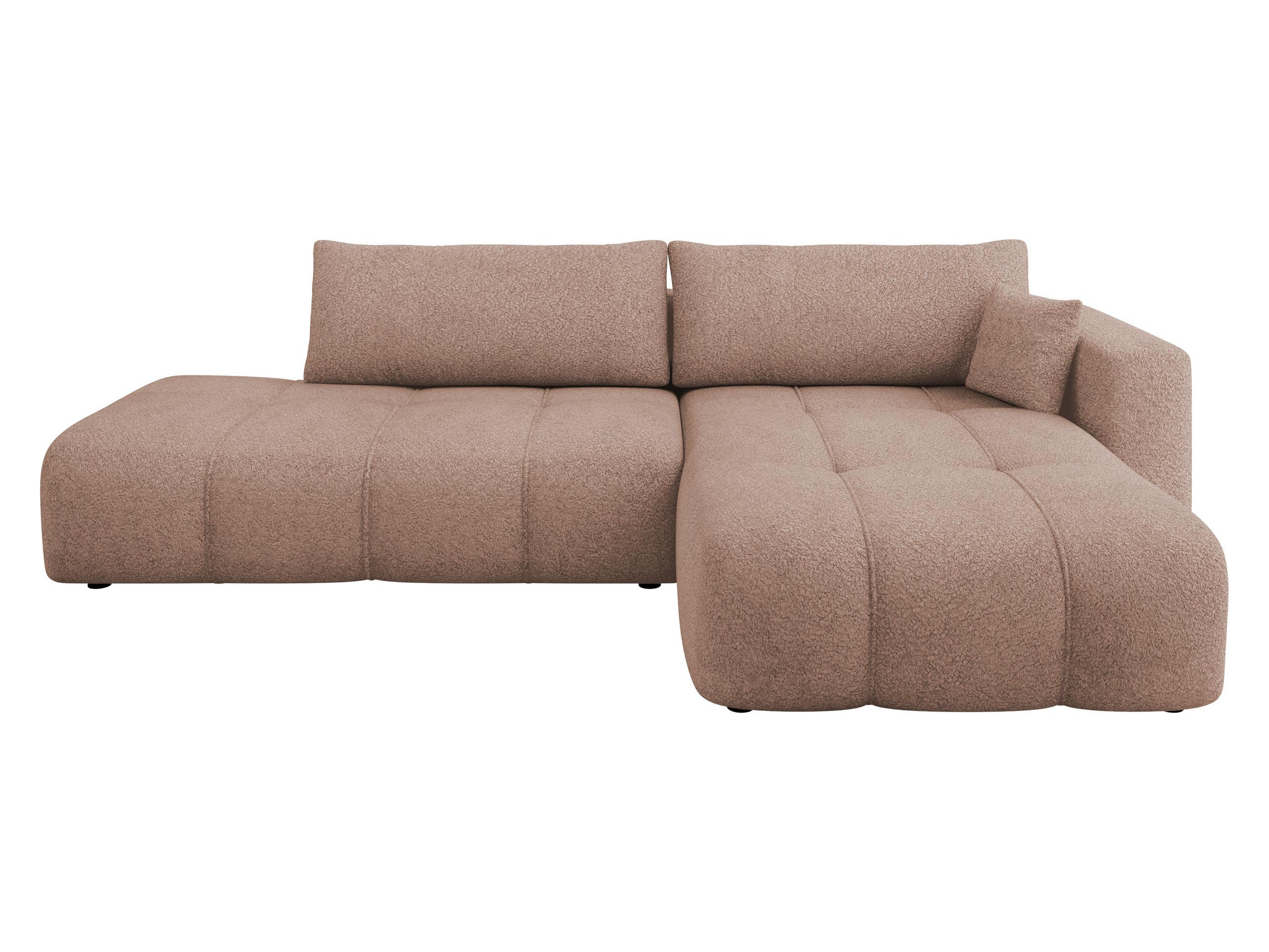ECKSOFA Furyn O Boucle, Seite: Rechts - Hellbraun/Schwarz, Holzwerkstoff/Kunststoff (262/145cm) - MIRJAN24