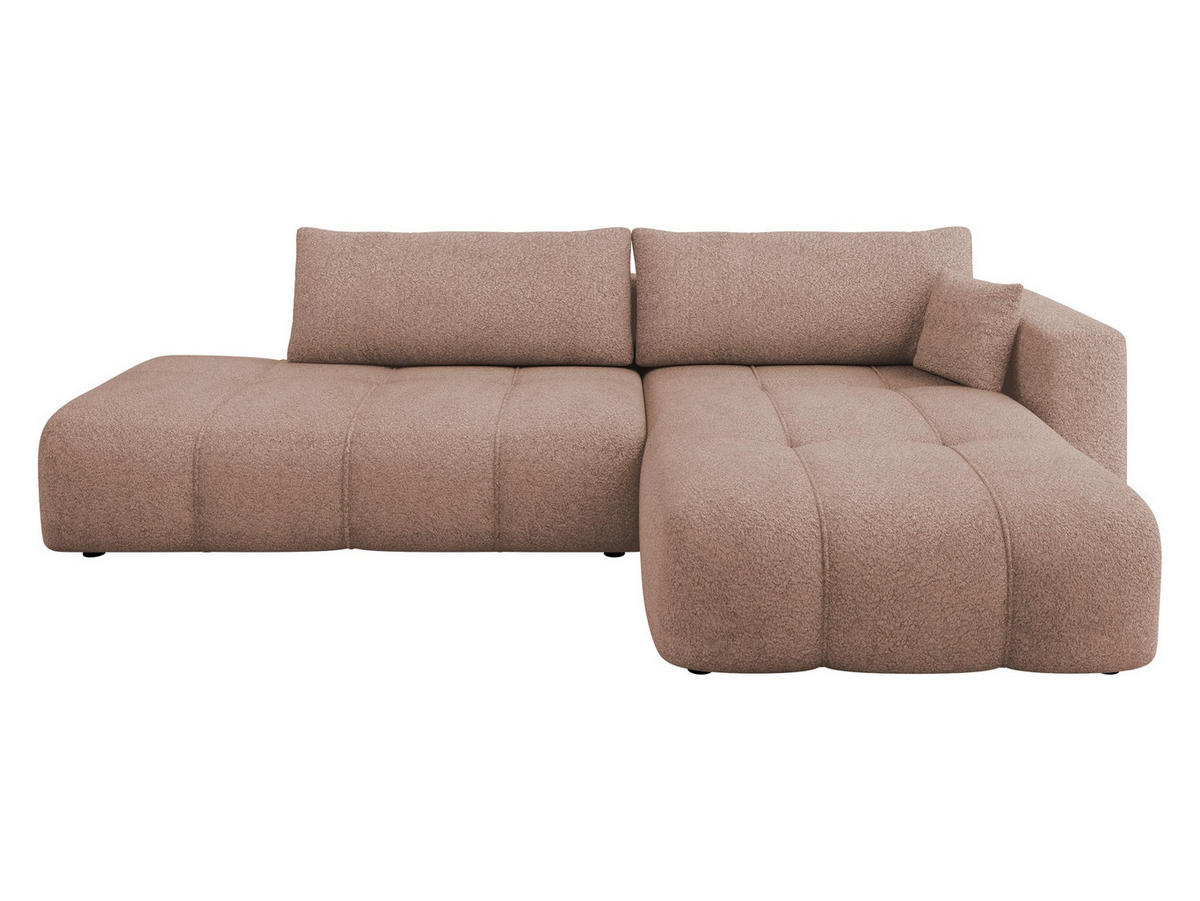 ECKSOFA Furyn O Boucle, Seite: Rechts - Hellbraun/Schwarz, Holzwerkstoff/Kunststoff (262/145cm) - MIRJAN24