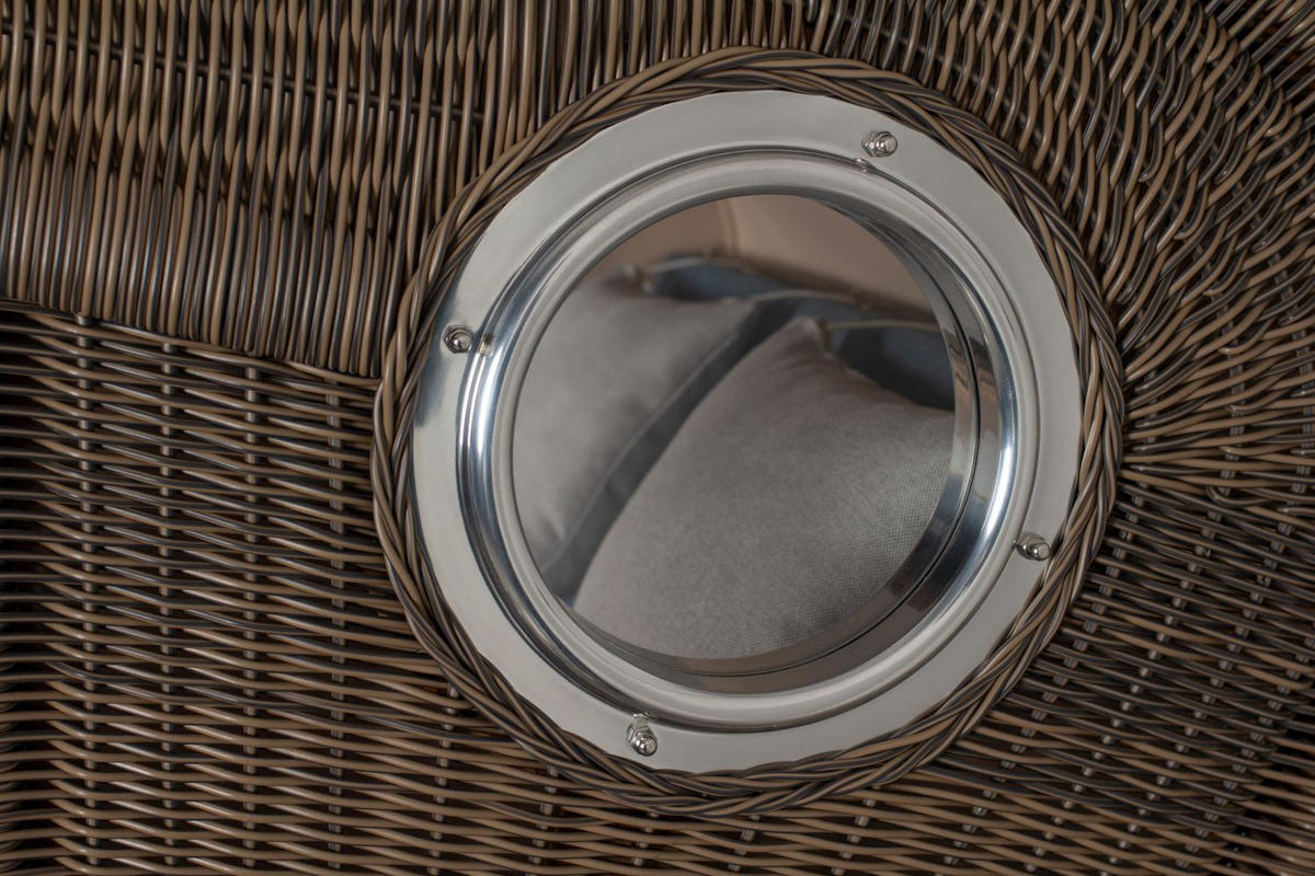 STRANDKORB Komplettset: Ammersee Teak Bullauge - PE grau - Modell 593 - Grau, Holz/Kunststoff (125/165/80cm) - bene living