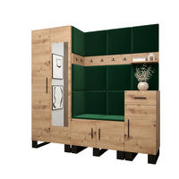 GARDEROBEN-SET 196/200/45,6 - Waldgrün/Schwarz, Holz/Kunststoff (200/196/45.6cm) - Abiks Möbel