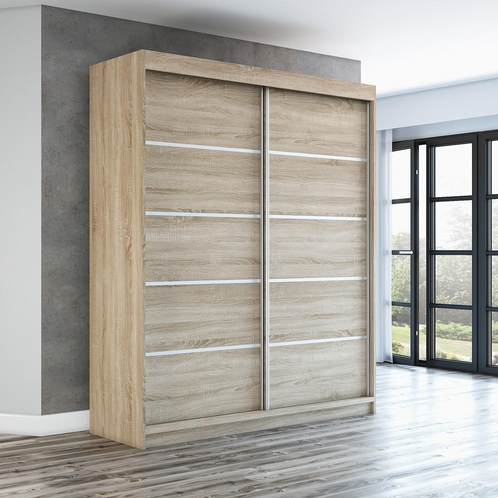 SCHWEBETÜRENSCHRANK 180 CM TREND Farbe: Sonoma , sonoma , sonoma - Braun, Holzwerkstoff (180/215/59.5cm) - A&J MöbelLand