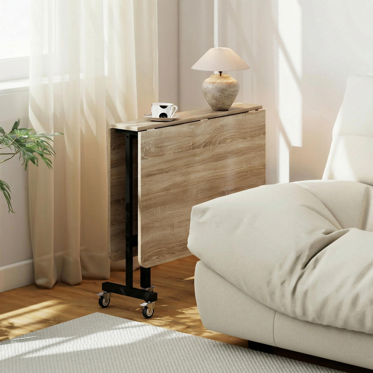 ESSTISCH DE-08431 mit 6 Rollen und Bremsen Eiche - Eichefarben, Holzwerkstoff (120/80/73cm) - ComfortXL
