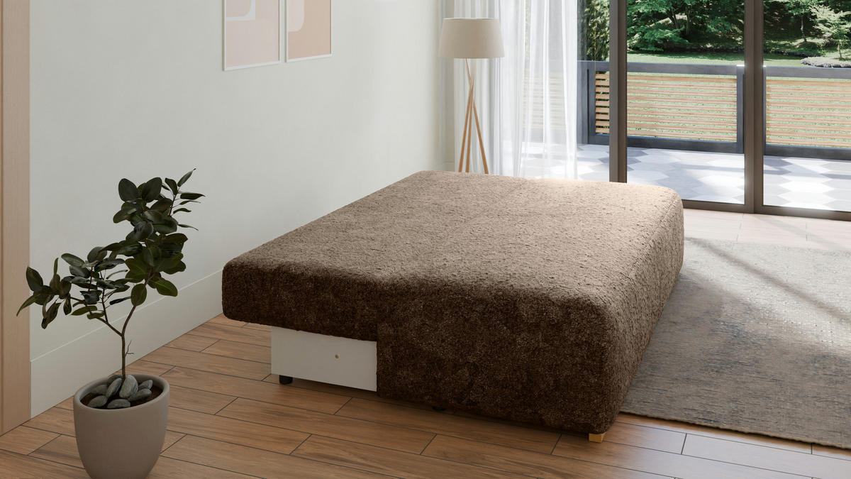 SCHLAFSOFA - Polstersofa aus Bouclé - Cappuccino (Arena 6 + Arena 2 Kissen) - Beige/Cappuccino, Holzwerkstoff (200/90/100cm) - Möblo