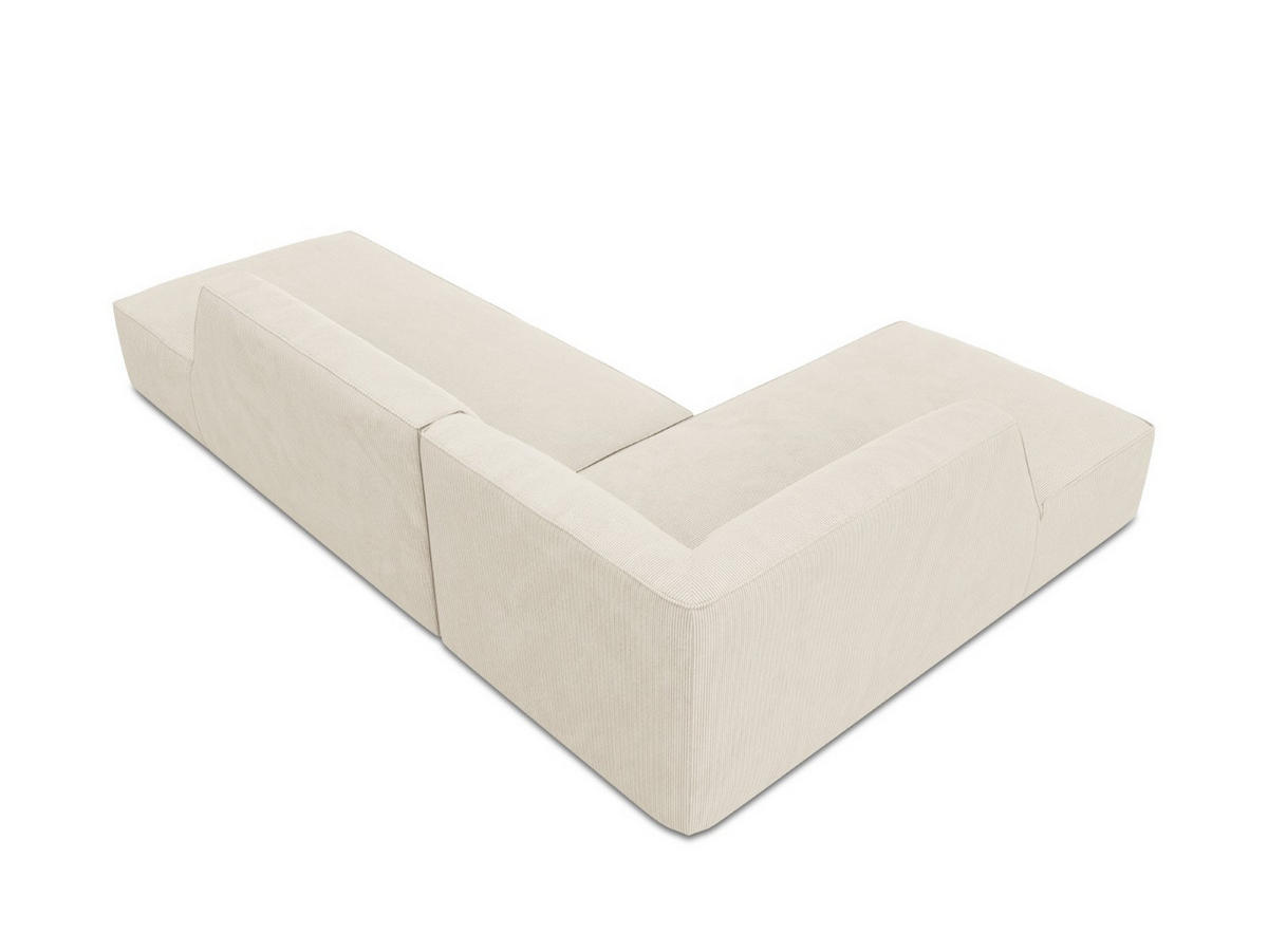 ECKSOFA links Ruby aus Cord leichtes beige 4 Sitzplätze - Creme, Textil (180/273cm) - Micadoni