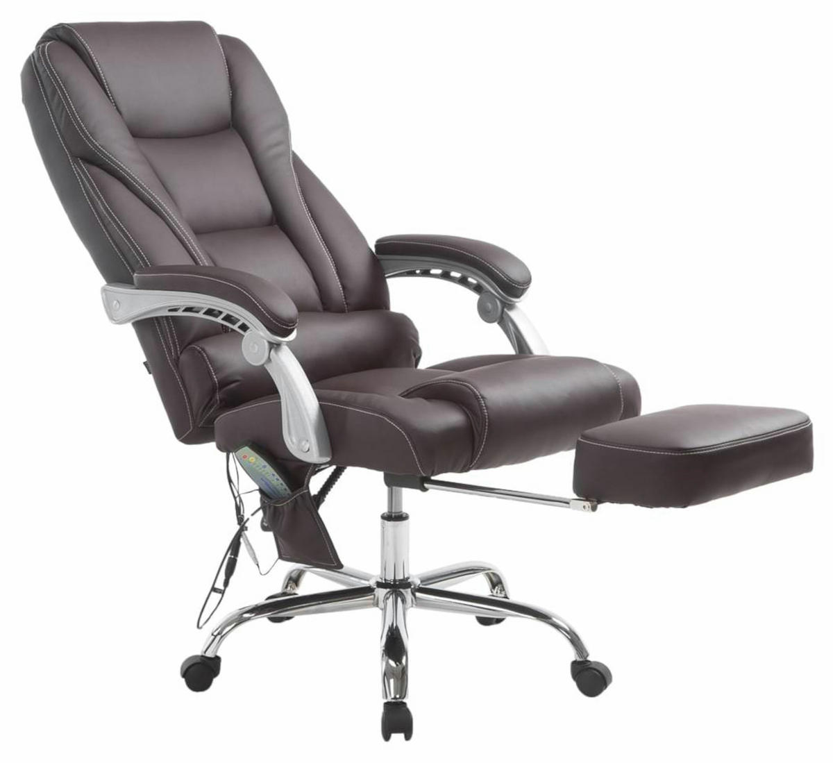 BÜROSTUHL Pacira, Kunstleder mit Massagefunktion Braun - Braun, Textil/Metall (68/127/64cm) - TPFLiving