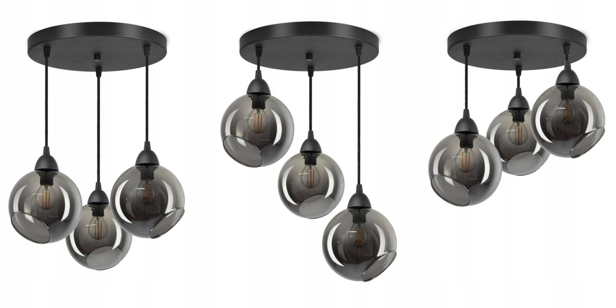 PENDELLEUCHTE Kogel - Transparent/Anthrazit, Glas/Metall (35/35/80cm) - kiki design