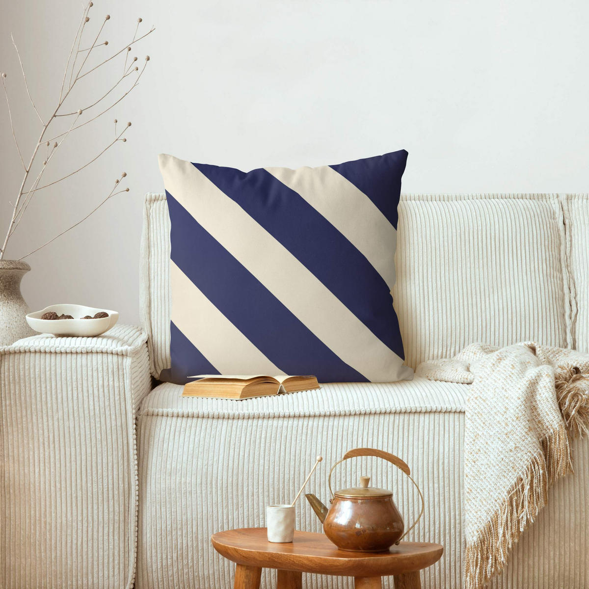 KISSENBEZUG PopArt Streifen Blau 40/40 cm - Blau, Textil (40/40cm) - Bilderwelten