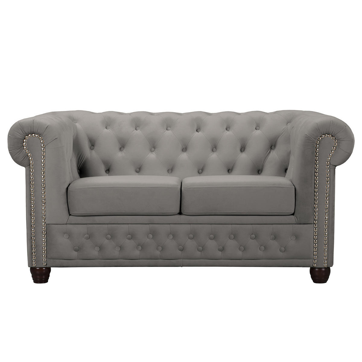 2-SITZER SOFA - Taupe/Buchefarben, Buchenholz/Textil (148/72/86cm) - home24