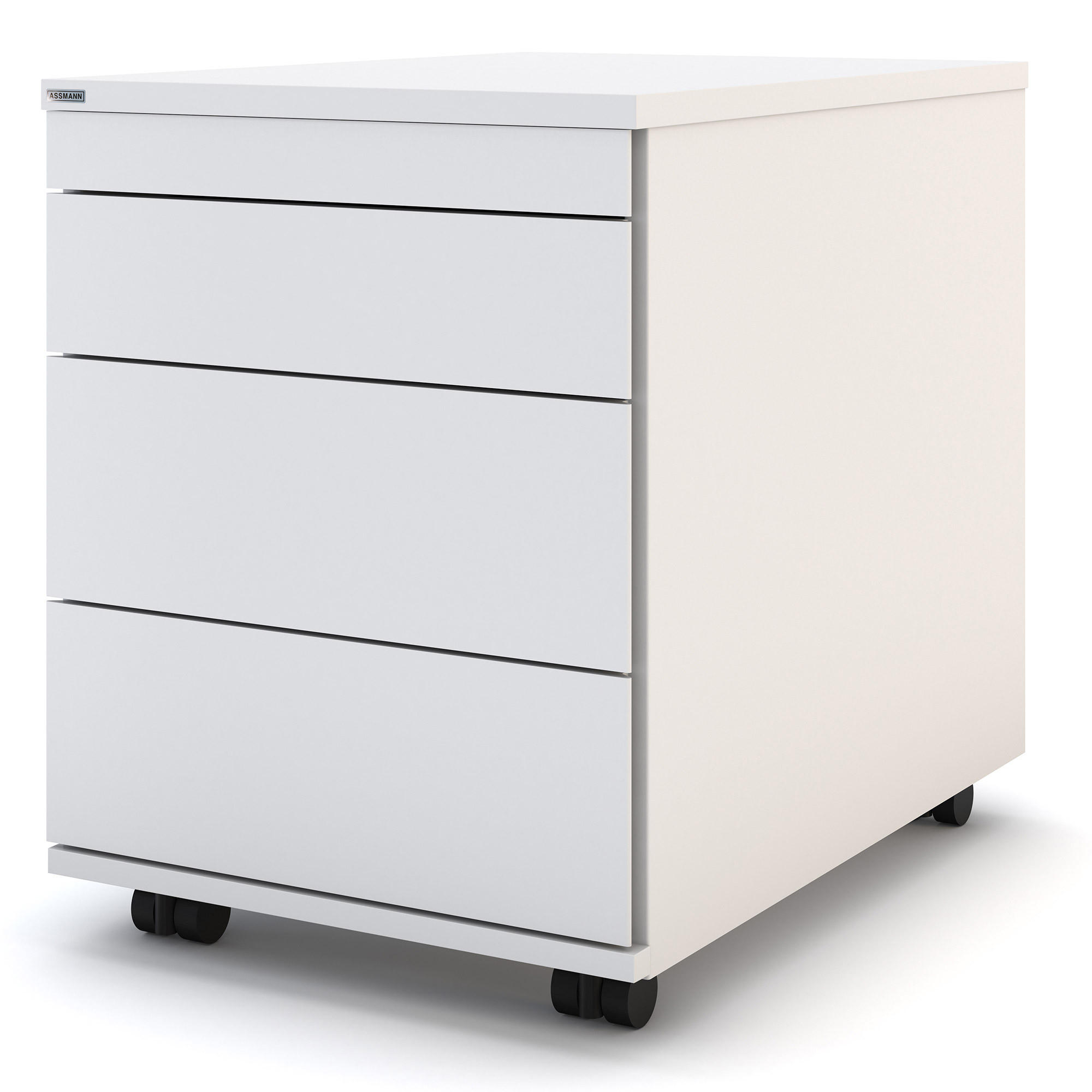 ROLLCONTAINER Pontis mit Metallfront und 4 Schubladen Weiß - Weiß, Holz (41.5/53.3/58.4cm) - ASSMANN