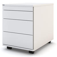 ROLLCONTAINER Pontis mit Metallfront und 4 Schubladen Weiß - Weiß, Holz (41.5/53.3/58.4cm) - ASSMANN