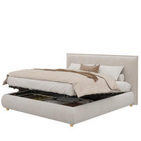 POLSTERBETT aus Samt 160x200 cm Creme mit hydraulischem Bettkasten und Lattenrost - Creme, Textil (160/200cm) - Modfu